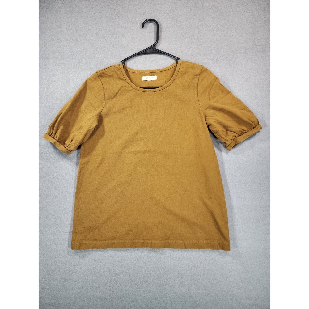 Madewell Puff Sleeve Short Sleeve T-Shirt XS Dark Mustard Yellow 100% Cotton